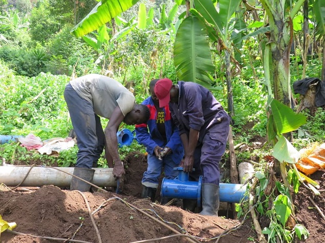 progress of works for Bulegeni Town Water Supply System in Bulambuli District.