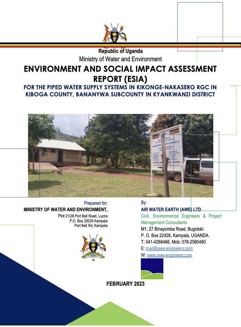 ESIA REPORT FOR KIKONGE-NAKASERO- KYANKWANZI DISTRICT