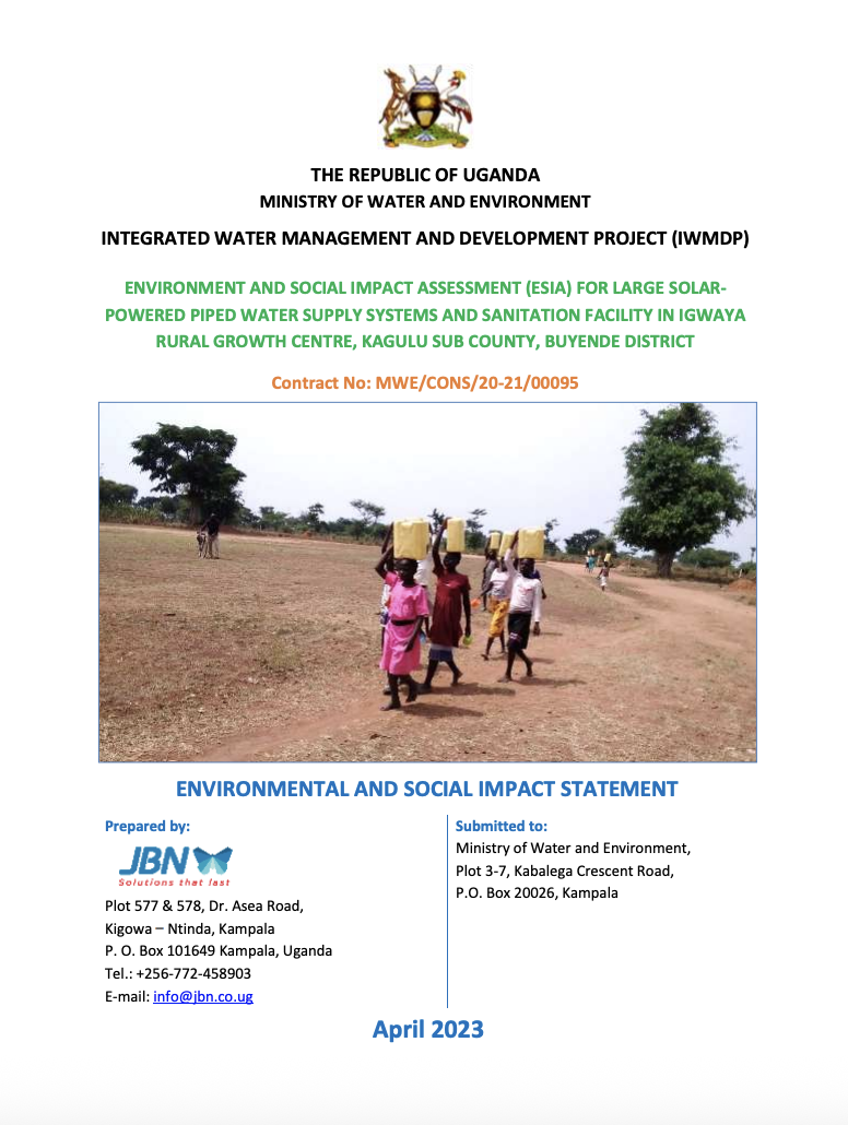 ESIA report for Igwaya RGC-Buyende district