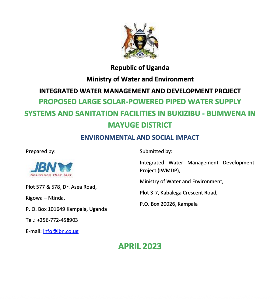 ESIA report for Bukizibu Bumwena RGC-Mayuge district