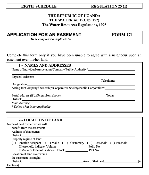 Easement Application Form