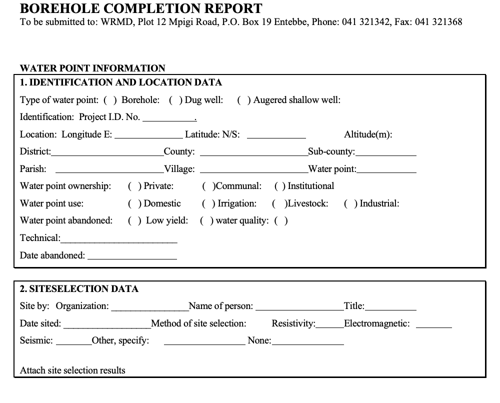Borehole Completion Report
