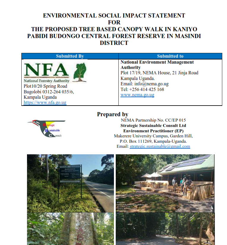 ESIA for Kaniyo Pabidi Canopy Walk _Budongo CFR_IFPA-CD