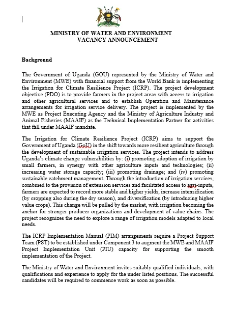 Job Advert under ICRP Project