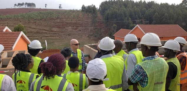 Inspecting the progress of works for Upper Sipi gravity scheme in Kapchorwa.